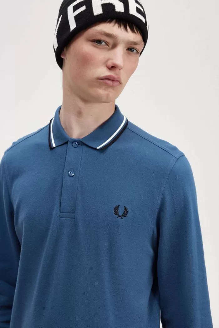 Fred Perry M3636 Men’s Shirt Midnight Blue Snow White Black JSWCR2531