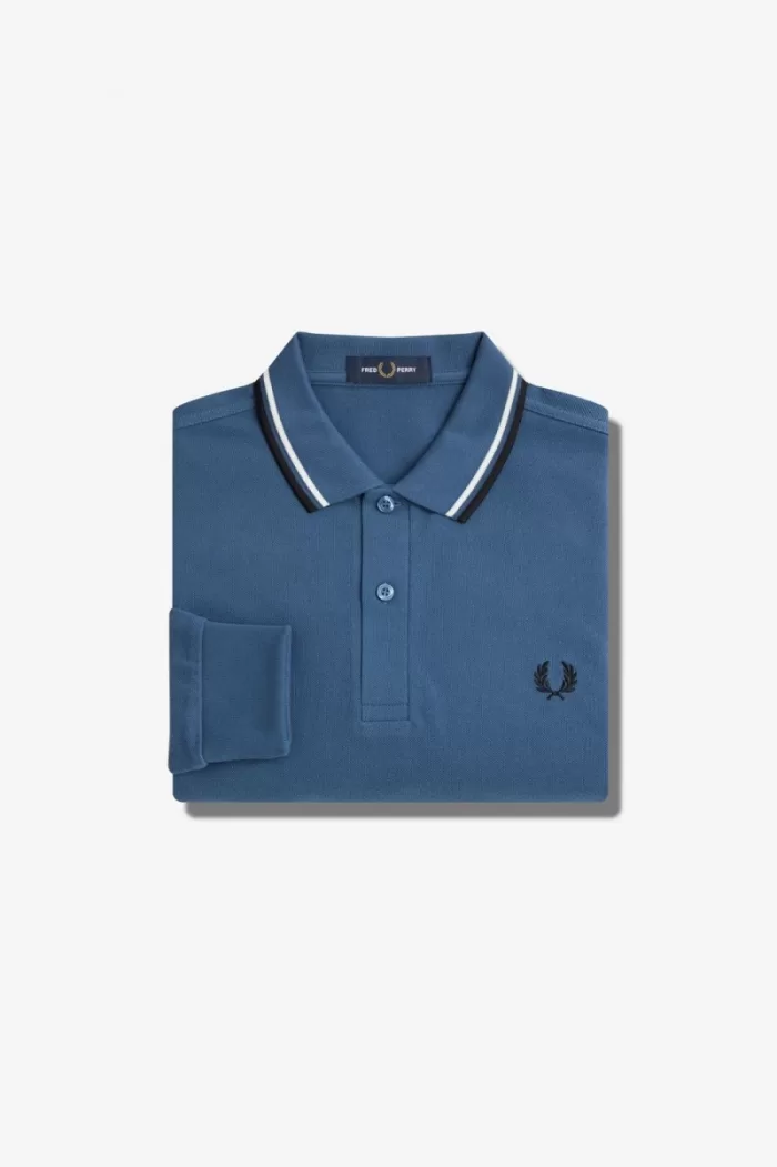 Fred Perry M3636 Men’s Shirt Midnight Blue Snow White Black JSWCR2531