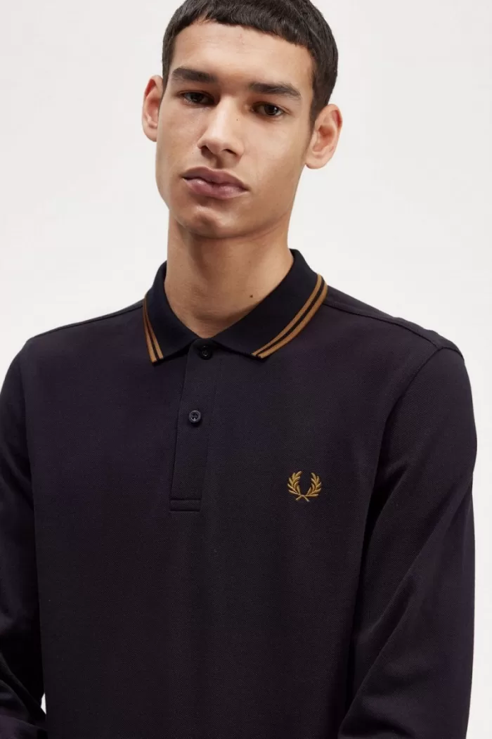 Fred Perry M3636 Men’s Shirt Navy Dark Coffee Dark Coffee OUBFX8329