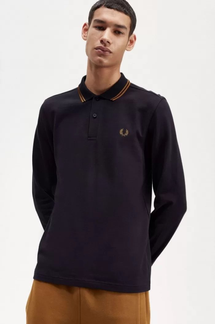 Fred Perry M3636 Men’s Shirt Navy Dark Coffee Dark Coffee OUBFX8329