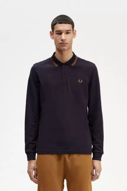 Fred Perry M3636 Men’s Shirt Navy Dark Coffee Dark Coffee OUBFX8329