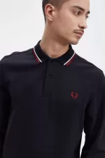 Fred Perry M3636 Men’s Shirt Navy Snow White Burnt Red EHSQP5926