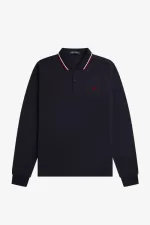 Fred Perry M3636 Men’s Shirt Navy Snow White Burnt Red EHSQP5926