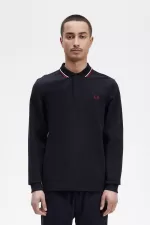 Fred Perry M3636 Men’s Shirt Navy Snow White Burnt Red EHSQP5926