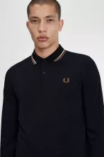 Fred Perry M3636 Men’s Shirt Navy Snow White Brown GPQWU3105