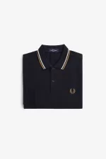 Fred Perry M3636 Men’s Shirt Navy Snow White Brown GPQWU3105