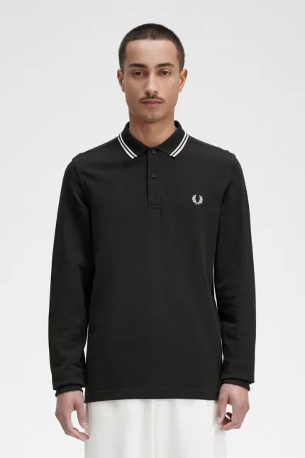 Fred Perry M3636 Men’s Shirt Night Green Snow White IFDYE4918