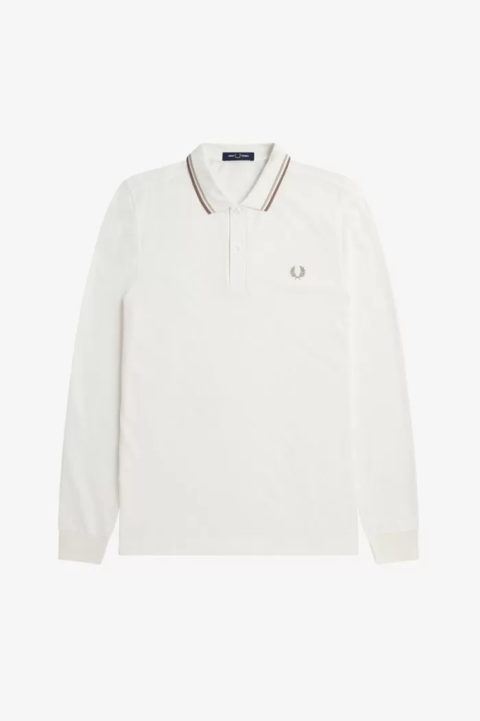 Fred Perry M3636 Men’s Shirt Snow White Oatmeal Green HEGVF7834