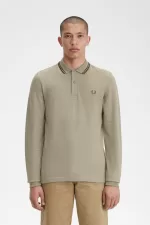 Fred Perry M3636 Men’s Shirt Warm Grey Dark Red SDMGT4351