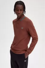 Fred Perry M3636 Men’s Shirt Whisky Brown Deep Mint Deep Mint TBSWE5273