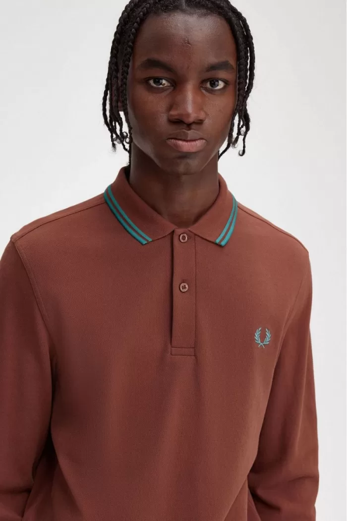 Fred Perry M3636 Men’s Shirt Whisky Brown Deep Mint Deep Mint TBSWE5273