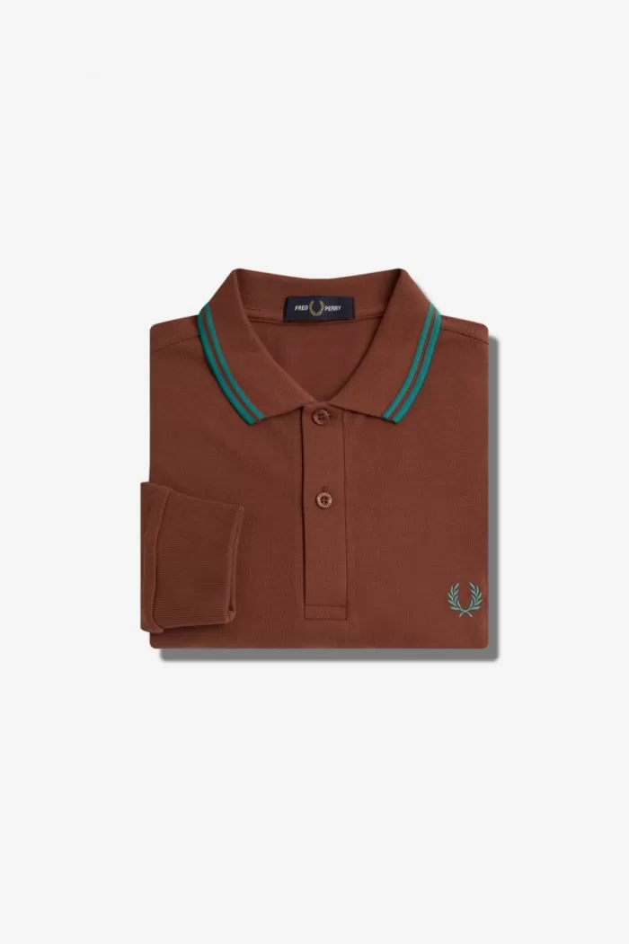 Fred Perry M3636 Men’s Shirt Whisky Brown Deep Mint Deep Mint TBSWE5273