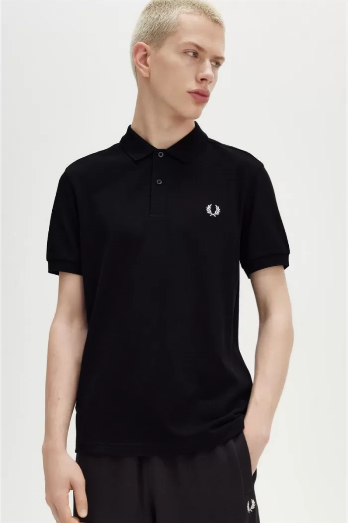 Fred Perry M6000 Men’s Shirt Black Snow White DKJRH3865