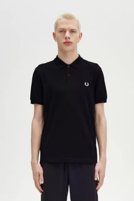 Fred Perry M6000 Men’s Shirt Black Snow White DKJRH3865