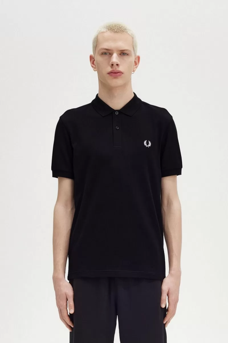 Fred Perry M6000 Mens Shirt Black Snow W 97 ZOOM - Fred Perry M6000 Men's Shirt Black Snow White DKJRH3865