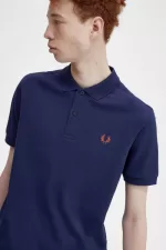 Fred Perry M6000 Men’s Shirt French Navy Whisky Brown UCOGJ7098