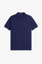 Fred Perry M6000 Men’s Shirt French Navy Whisky Brown UCOGJ7098