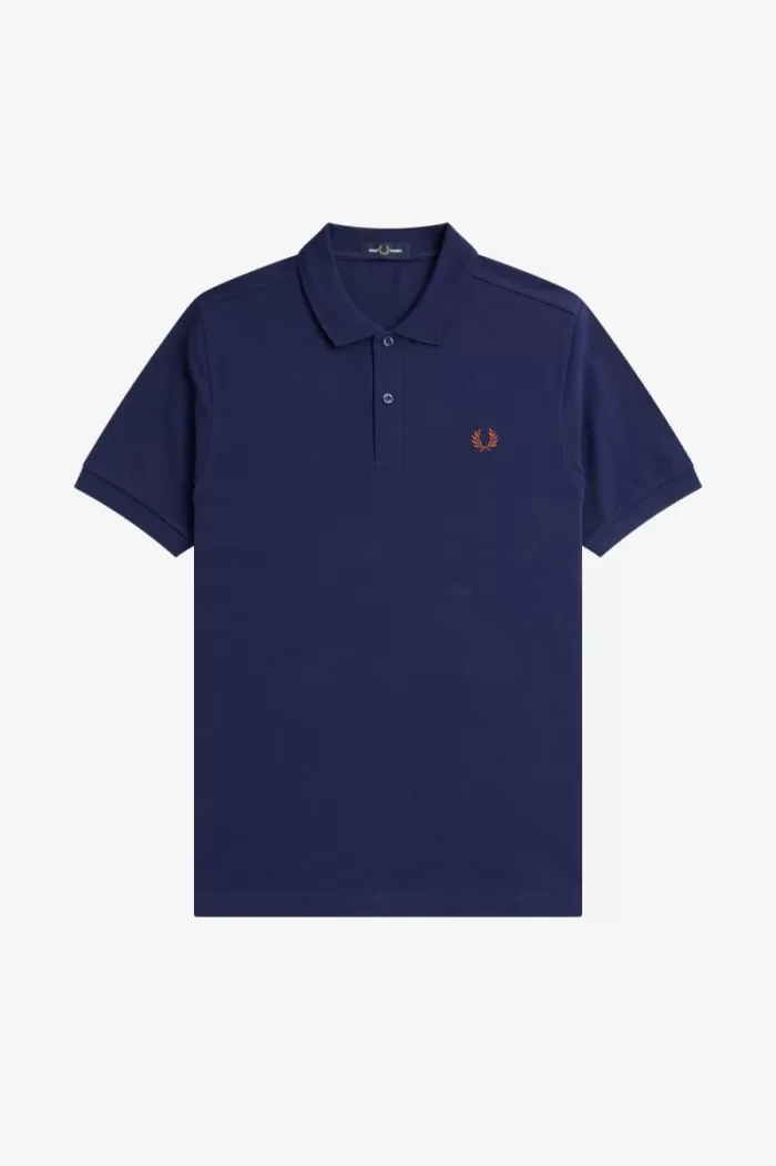 Fred Perry M6000 Men’s Shirt French Navy Whisky Brown UCOGJ7098