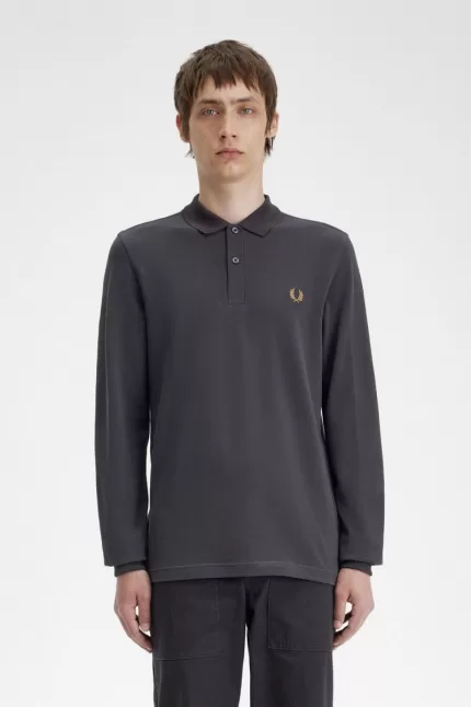 Fred Perry M6006 Men’s Shirt Anchor Grey Dark Coffee GCODA1520