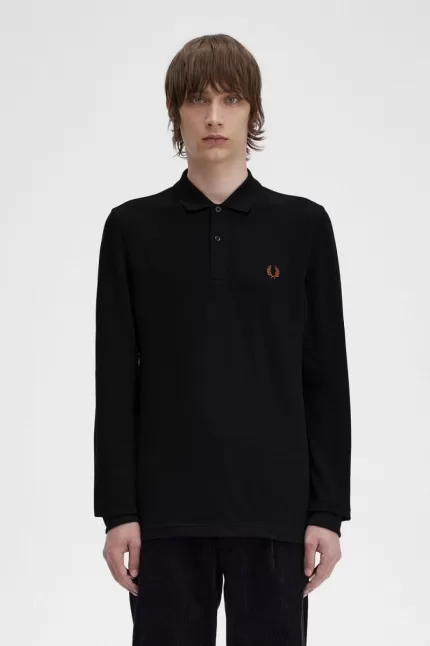 Fred Perry M6006 Men’s Shirt Black Whisky Brown MAVFG2073