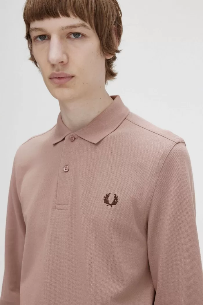 Fred Perry M6006 Men’s Shirt Dark Pink Burnt Tobacco HXGCF7439