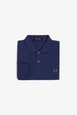 Fred Perry M6006 Men’s Shirt French Navy Whisky Brown MGUND8257