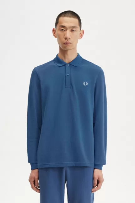 Fred Perry M6006 Men’s Shirt Midnight Blue Light Aqua ZWHSM6403