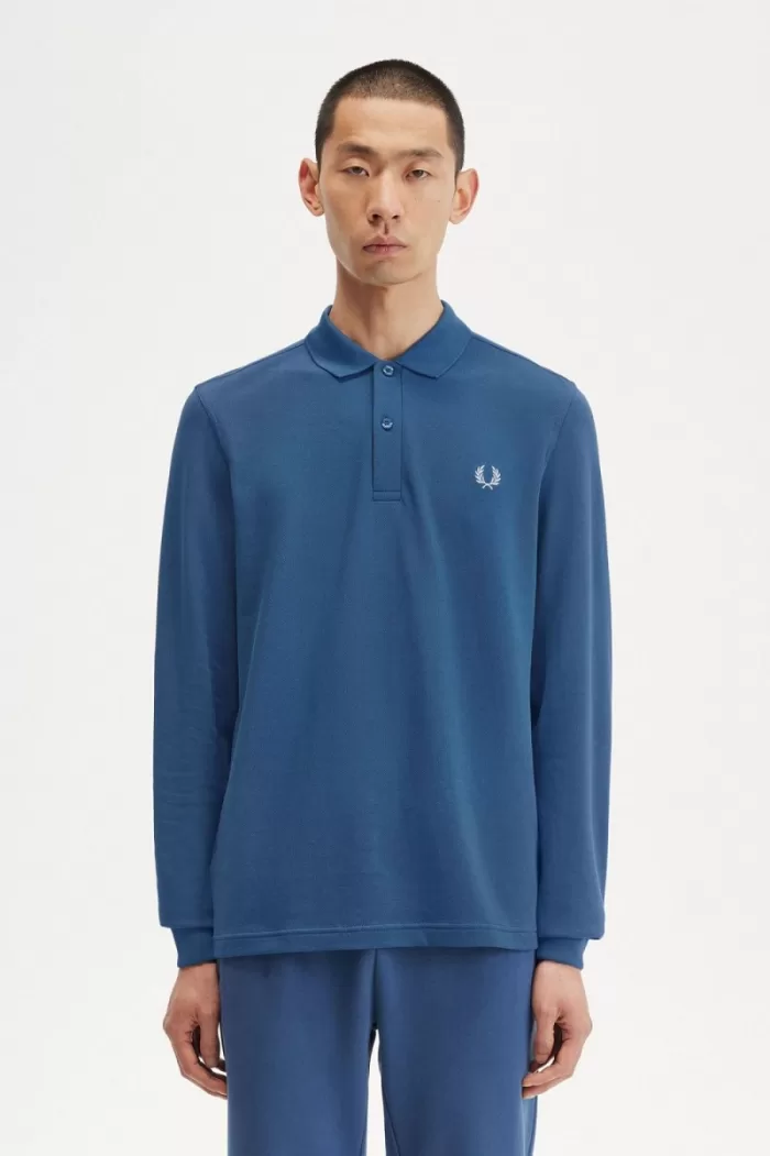 Fred Perry M6006 Men’s Shirt Midnight Blue Light Aqua ZWHSM6403