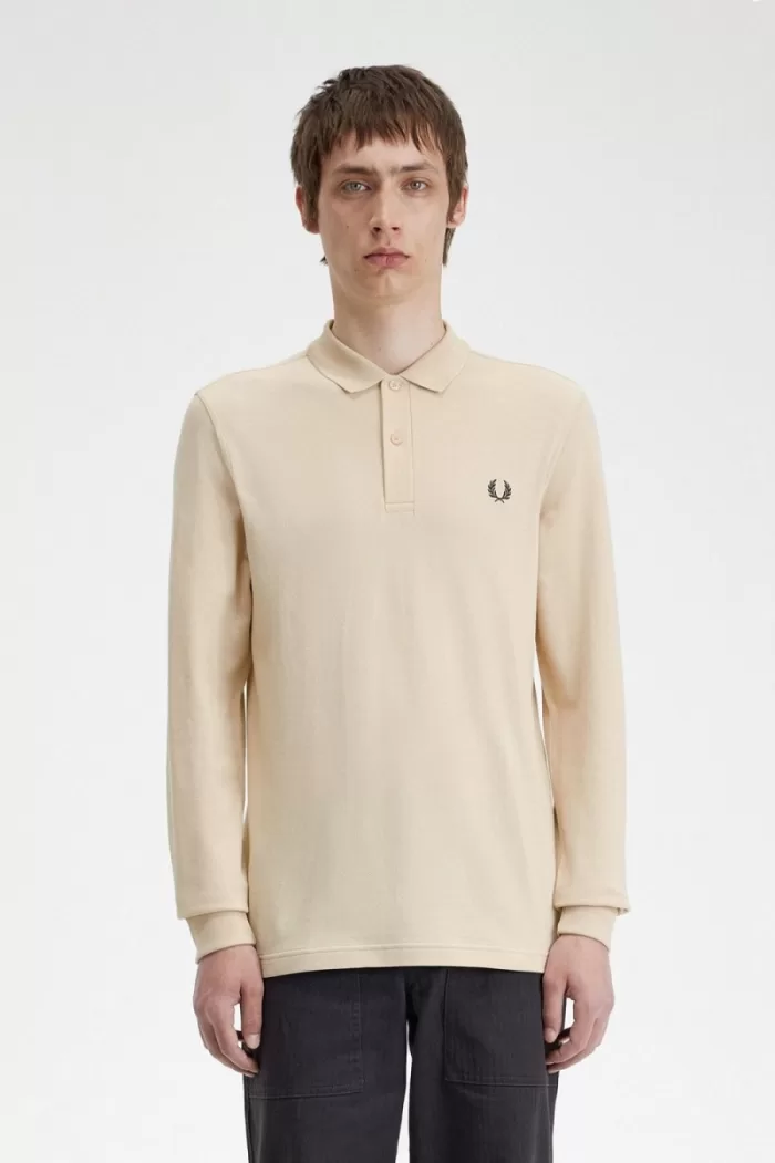 Fred Perry M6006 Men’s Shirt Oatmeal Black YSVTD2569