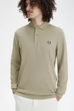 Fred Perry M6006 Men’s Shirt Warm Grey Dark Red FXZLB5849