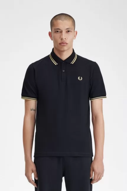 Fred Perry Makati M12 Men’s Polo Shirt Black Champagne CQKFE5601