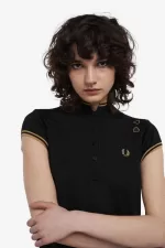 Fred Perry Metallic Knitted Women’s Dress Black QWFSP1394