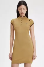 Fred Perry Metallic Knitted Women’s Dress 1964 Gold VZBAW0819