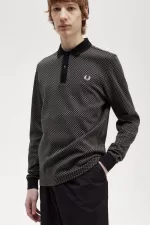 Fred Perry Micro Chequerboard Men’s Polo Shirt Black Field Green KGFAC6598