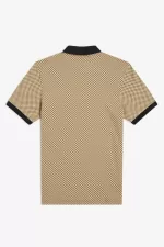 Fred Perry Micro Chequerboard Men’s Polo Shirt Oatmeal Dark Coffee YWLSX3950