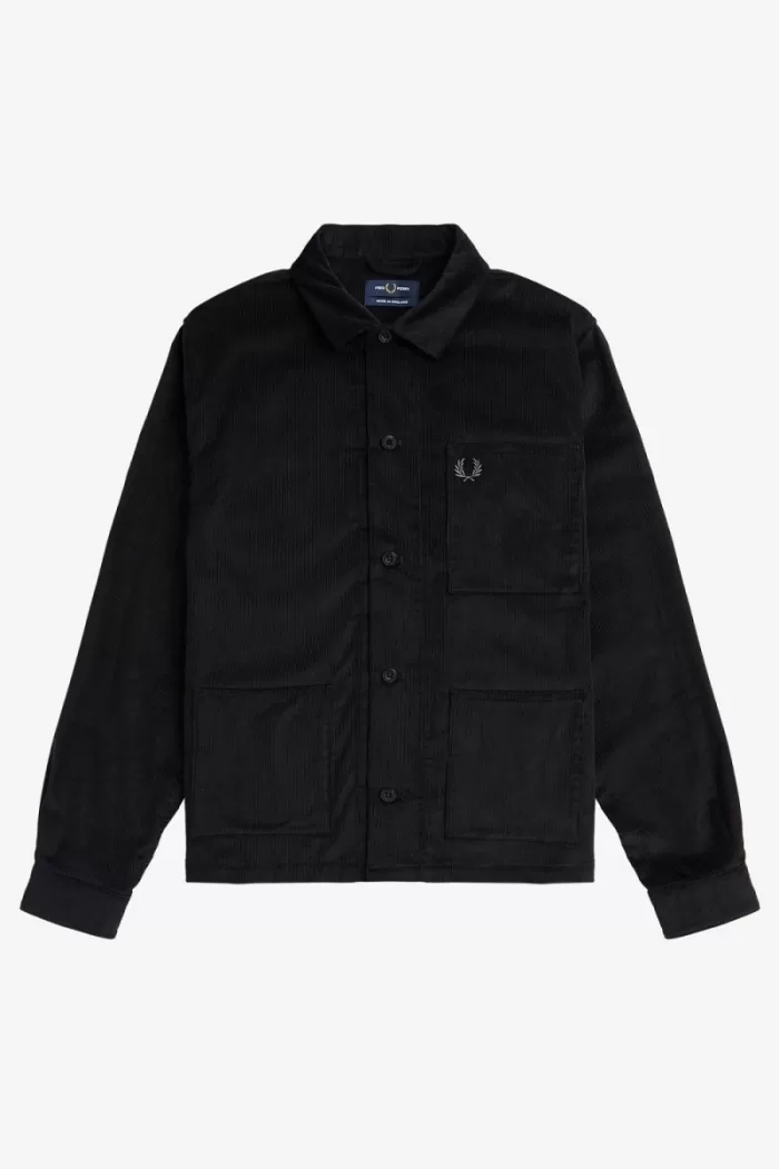 Fred Perry Needlecord Men’s Shirt Black UHXCI4923