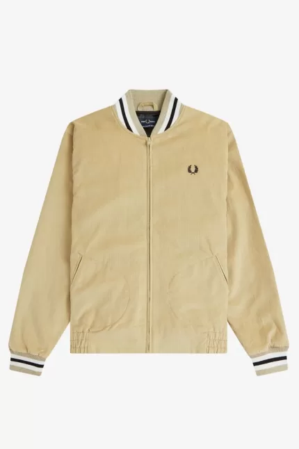 Fred Perry Needlecord Tennis Bomber Men’s Jackets Stone HYPDT1896