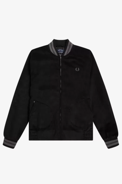 Fred Perry Needlecord Tennis Bomber Men’s Jackets Black RDBGN1509