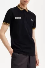 Fred Perry Noongoons Leopard Print Men’s Polo Shirt Black OIHUA3671