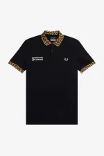 Fred Perry Noongoons Leopard Print Men’s Polo Shirt Black OIHUA3671