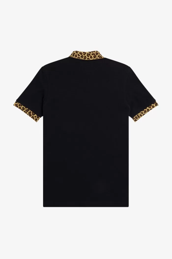 Fred Perry Noongoons Leopard Print Men’s Polo Shirt Black OIHUA3671