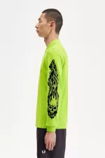 Fred Perry Noongoons Long Sleeve Graphic Men’s Polo Shirt Lime Green HZUFJ4860