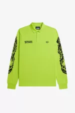 Fred Perry Noongoons Long Sleeve Graphic Men’s Polo Shirt Lime Green HZUFJ4860