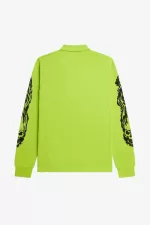 Fred Perry Noongoons Long Sleeve Graphic Men’s Polo Shirt Lime Green HZUFJ4860