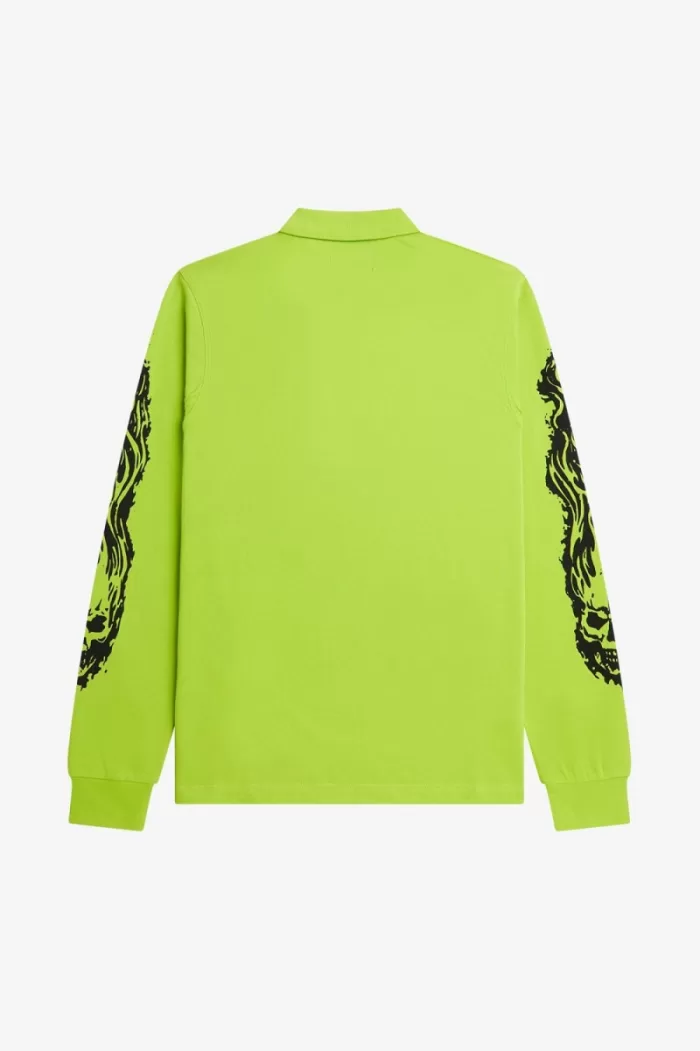 Fred Perry Noongoons Long Sleeve Graphic Men’s Polo Shirt Lime Green HZUFJ4860