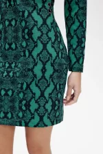 Fred Perry Off-the-Shoulder Snakeprint Women’s Dress Deep Mint AYWTF5709