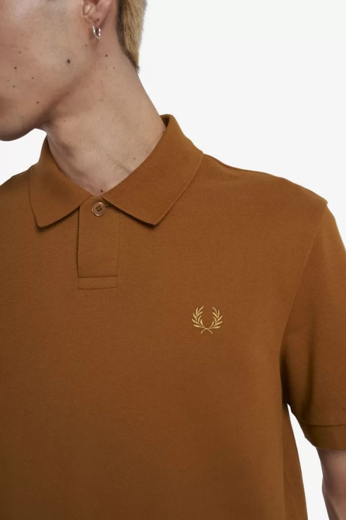 Fred Perry One Button Men’s Polo Shirt Dark Coffee RALGS7038