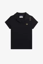 Fred Perry Open-Collar Piqué Women’s Polo Shirt Black LTIYA0913