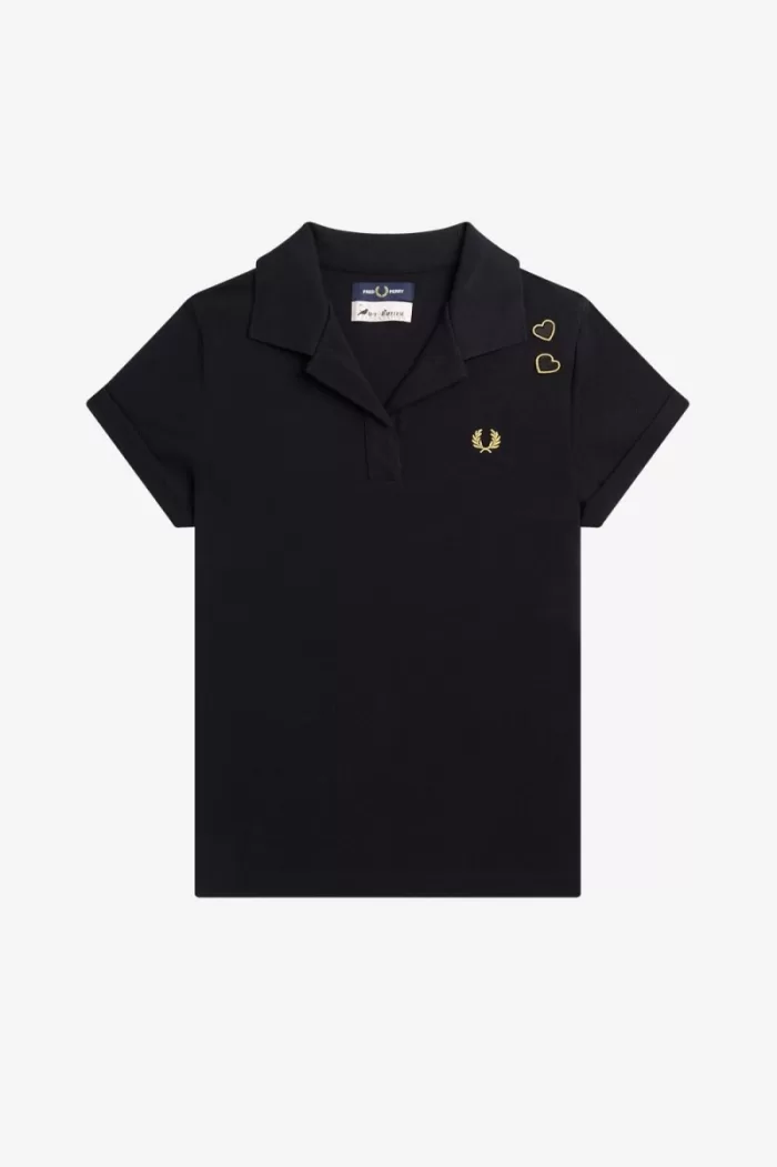 Fred Perry Open-Collar Piqué Women’s Polo Shirt Black LTIYA0913