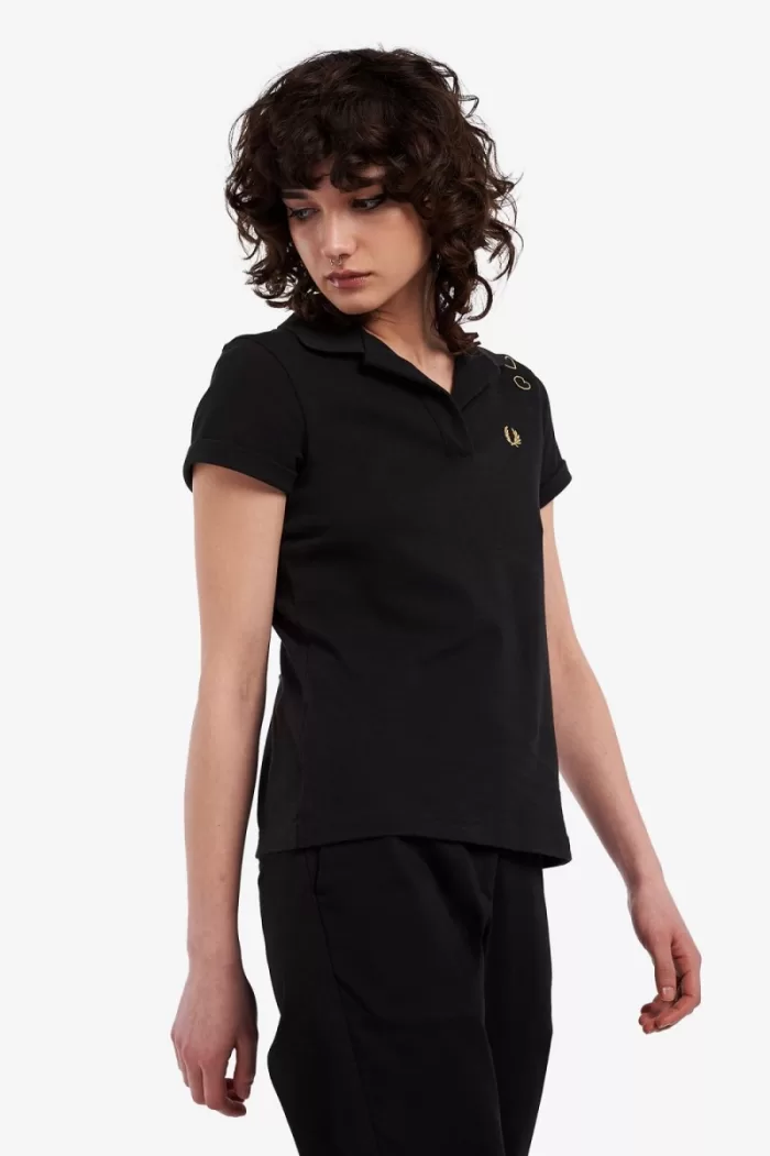 Fred Perry Open-Collar Piqué Women’s Polo Shirt Black LTIYA0913